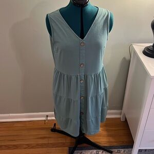 No brand sage green boho tiered dress